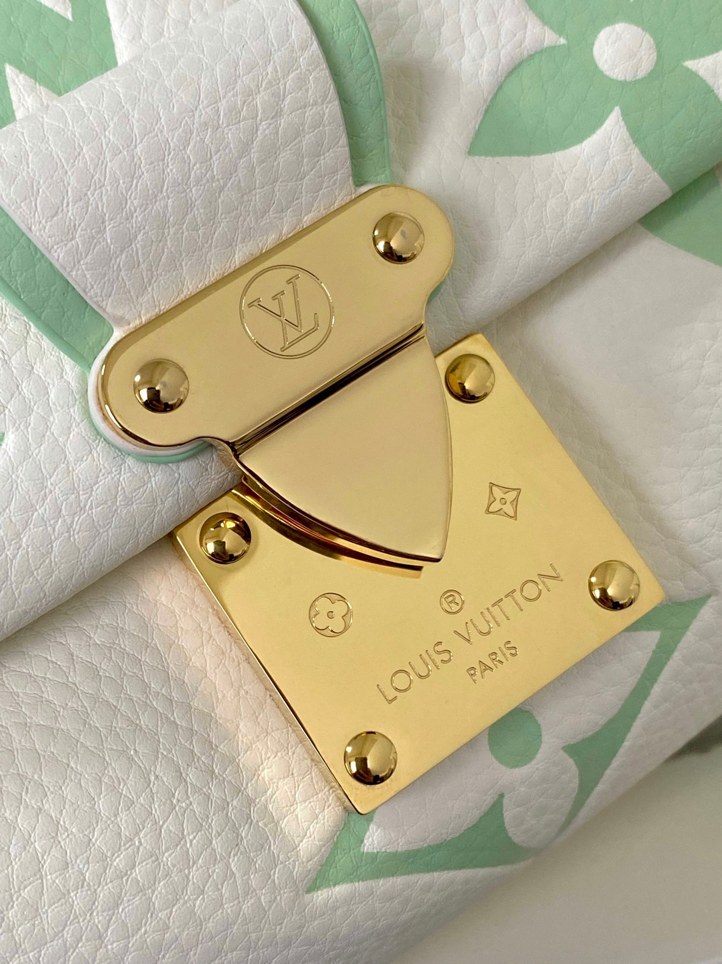 Louis Vuitton Favorite Bag Monogram Empreinte Leather Pastel Green and White