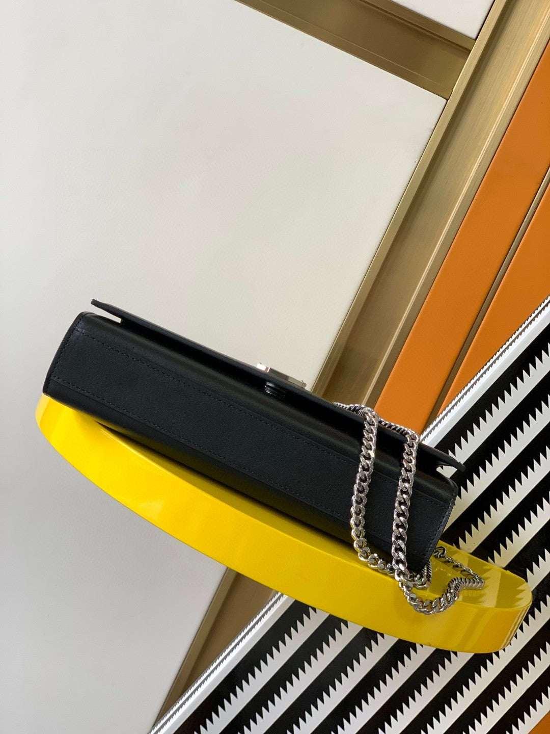 Saint Laurent Monogram Wallet on Chain in Black Leather with Silver Hardware