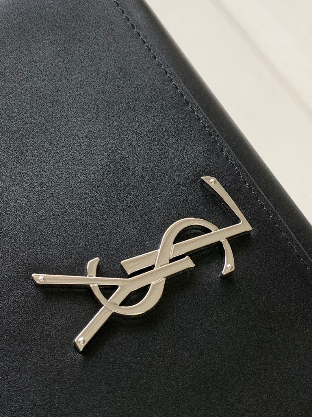 Saint Laurent Monogram Wallet on Chain in Black Leather with Silver Hardware