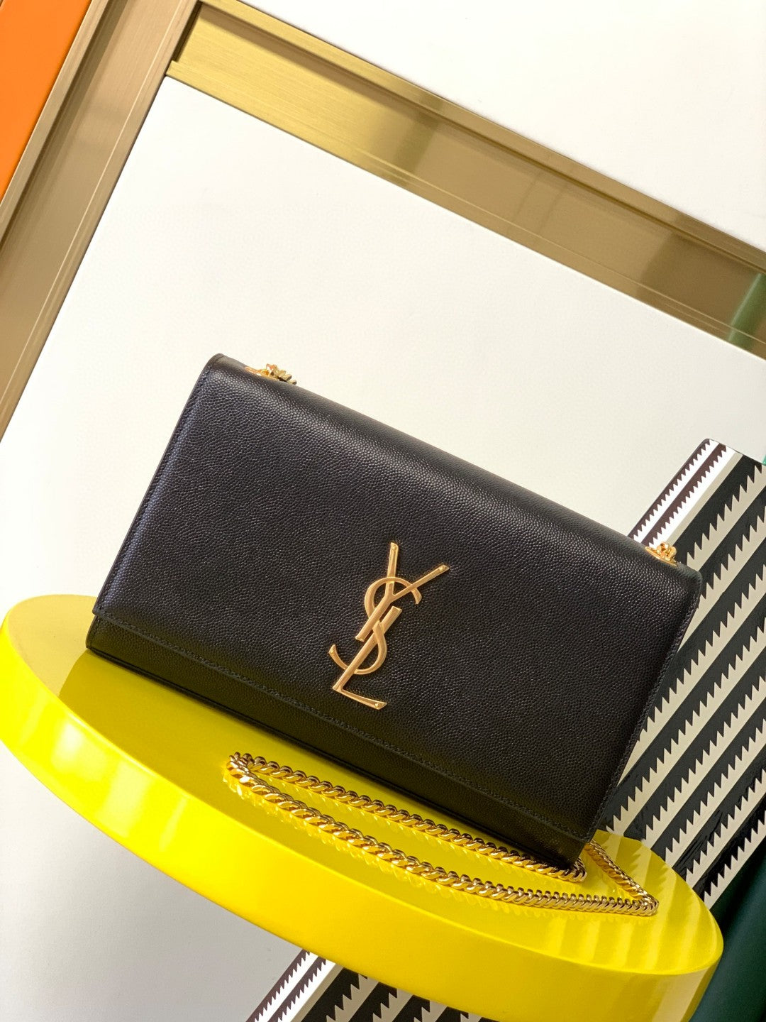Saint Laurent YSL Kate Medium Shoulder Bag in Black Grain de Poudre Leather