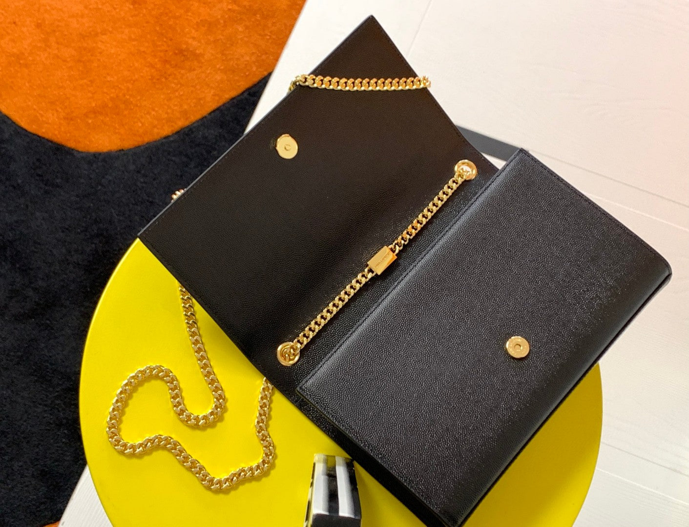 Saint Laurent YSL Kate Medium Shoulder Bag in Black Grain de Poudre Leather