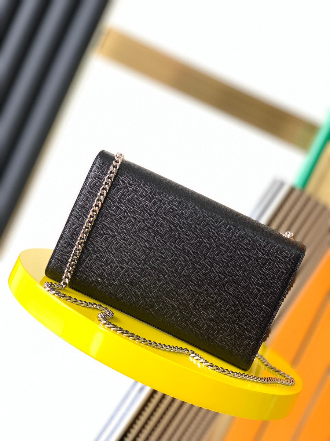 Saint Laurent (YSL) Black Leather Monogram Wallet with Silver Hardware
