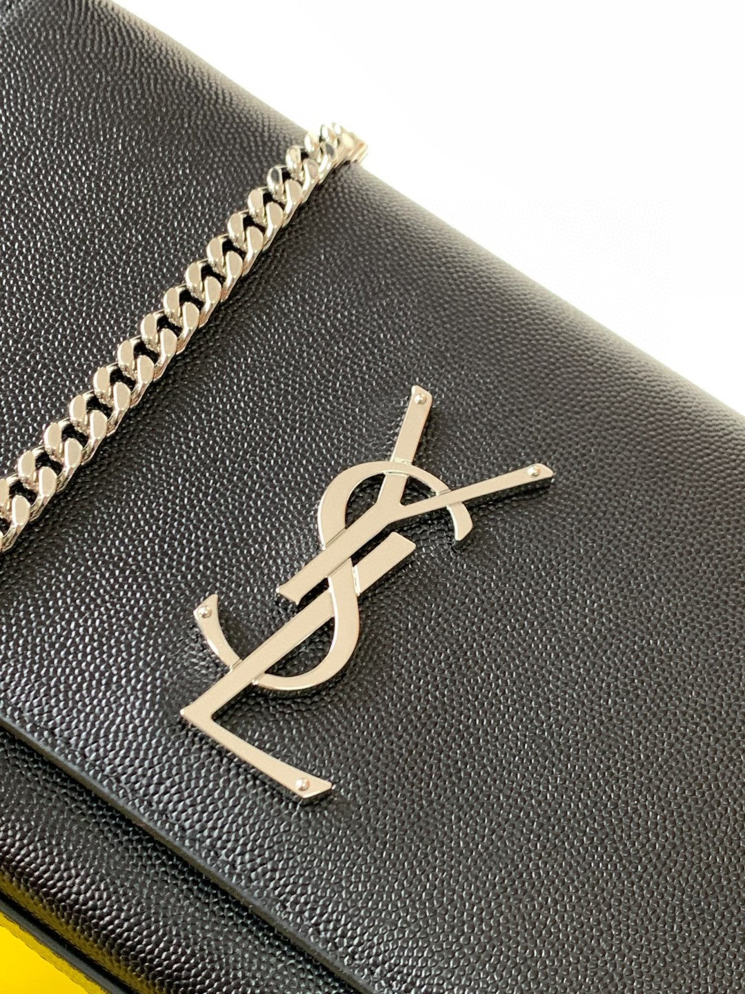 Saint Laurent (YSL) Black Leather Monogram Wallet with Silver Hardware