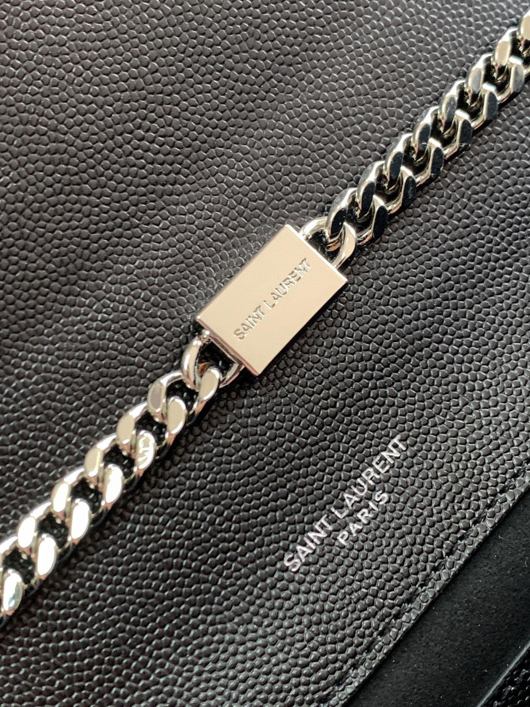 Saint Laurent (YSL) Black Leather Monogram Wallet with Silver Hardware