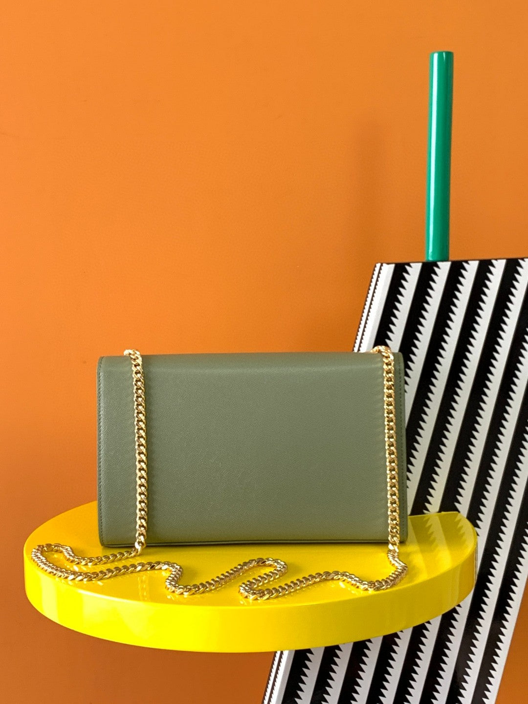 Saint Laurent Kate Small Leather Crossbody Bag - Sage Green with Gold-Tone Hardware