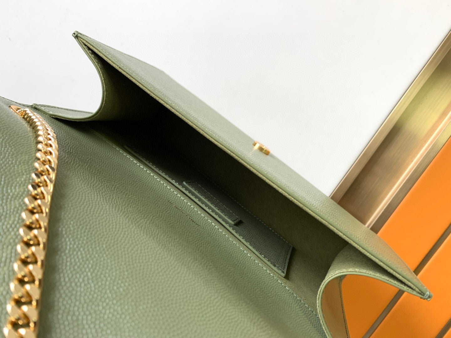 Saint Laurent Kate Small Leather Crossbody Bag - Sage Green with Gold-Tone Hardware