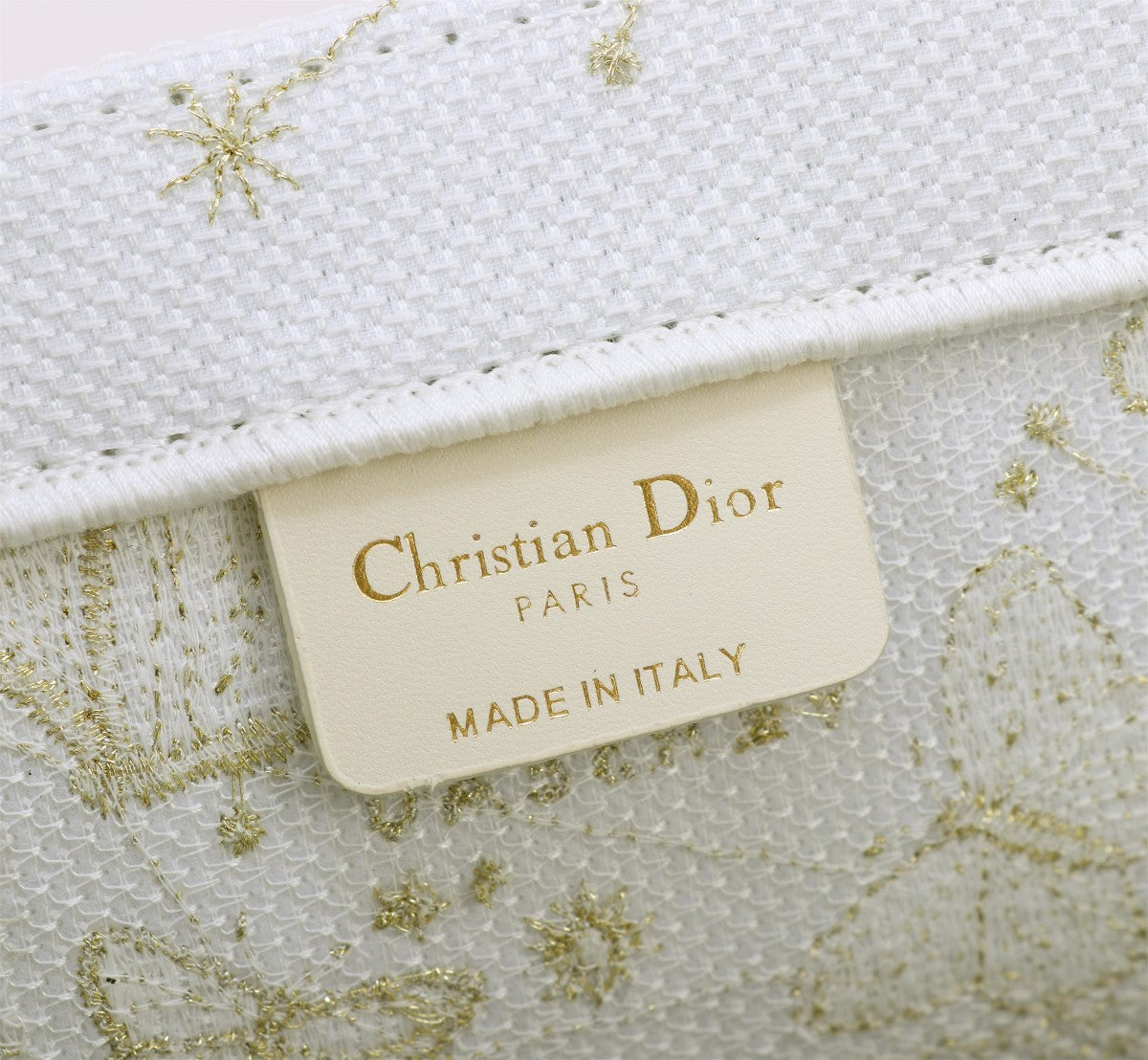 Christian Dior Medium Book Tote - White and Gold Butterfly Embroidery