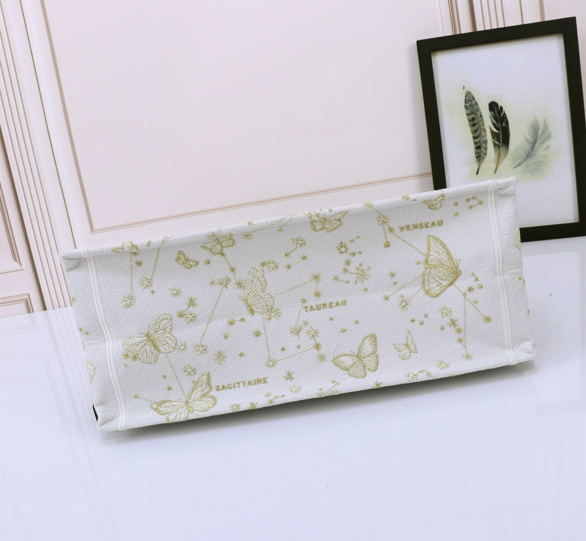 Christian Dior Large Butterfly Metamorphose Book Tote Bag - White and Gold