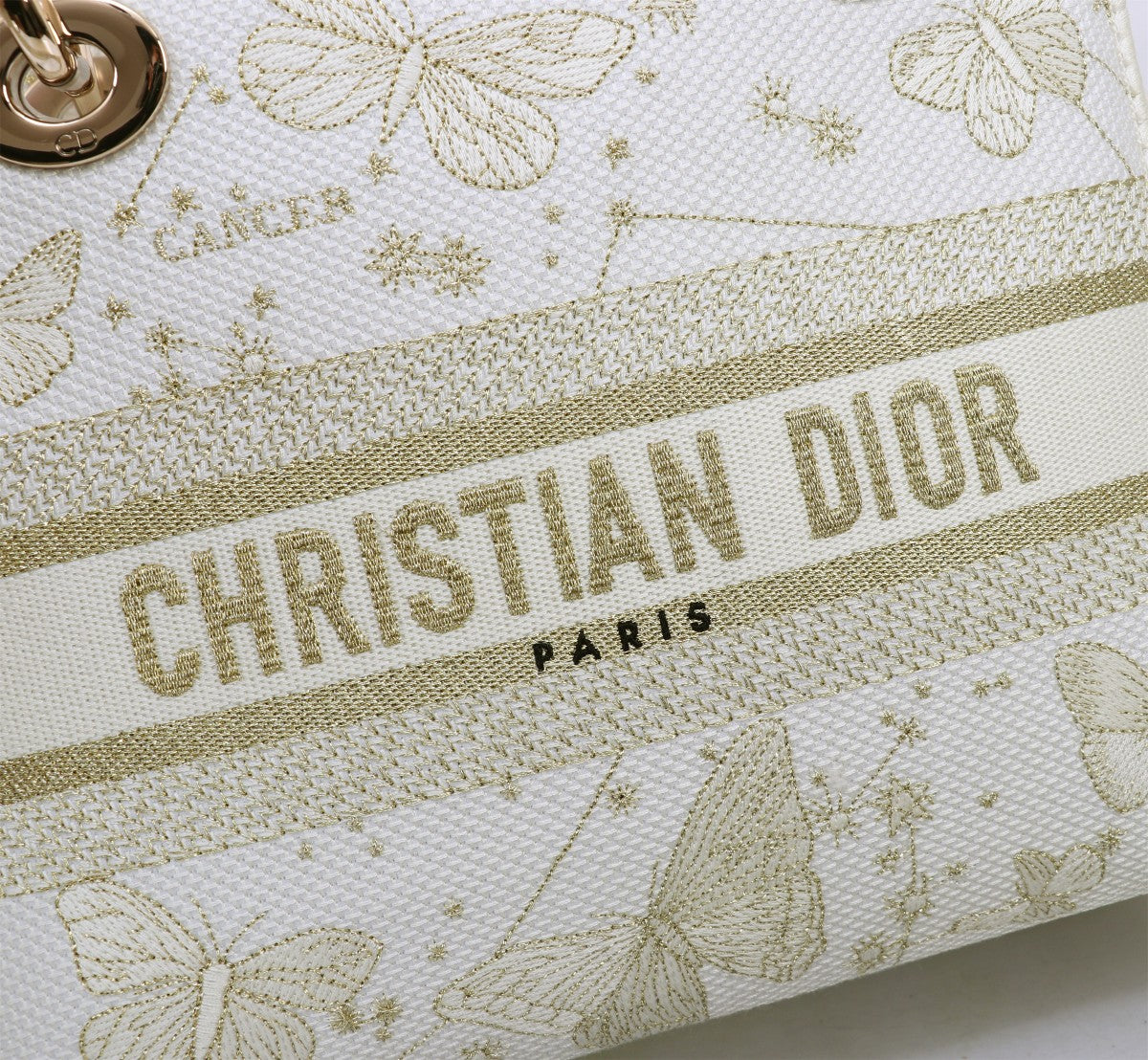 Christian Dior Lady D-Lite Bag - White Butterfly Embroidery