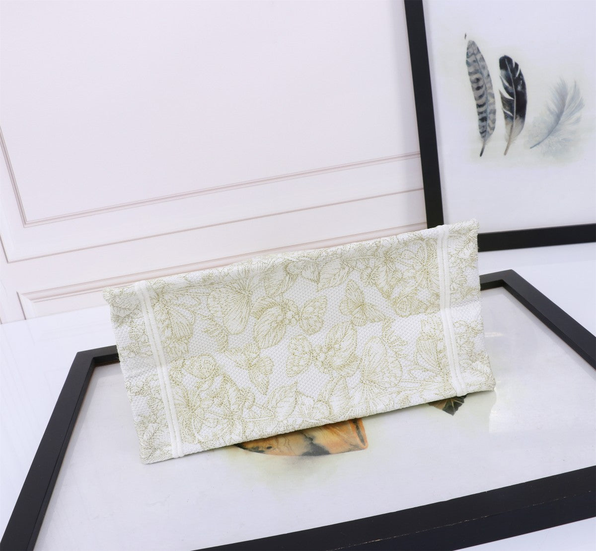 Christian Dior Medium Book Tote Toile de Jouy Embroidery Light Green Canvas Bag