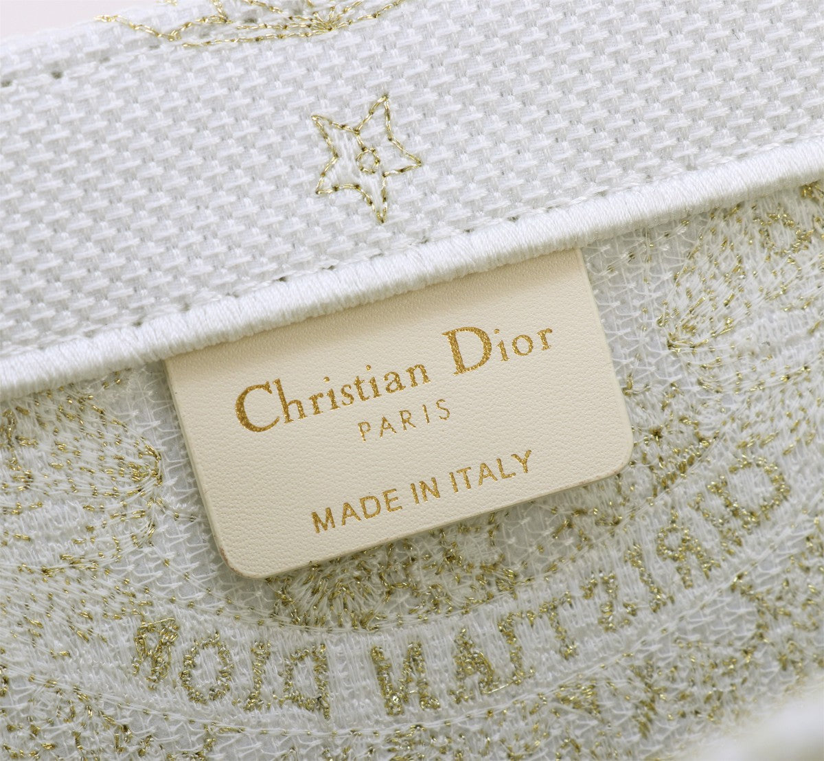 Christian Dior Gold Toile de Jouy Embroidered Large Book Tote Bag