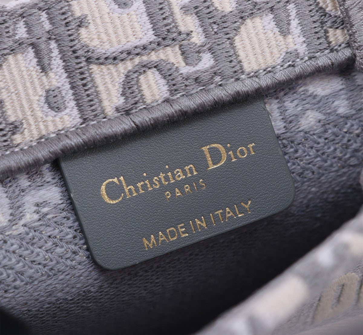 Christian Dior Small Dior Book Tote with Strap Grey Oblique Embroidery Handbag