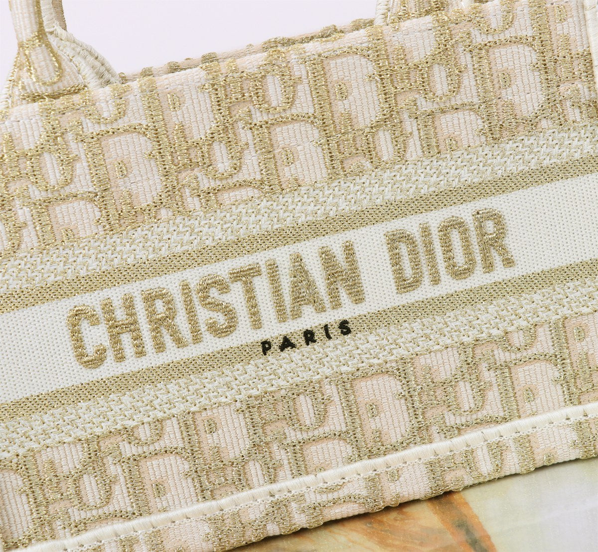 Christian Dior Mini Book Tote Canvas Handbag with Shoulder Strap