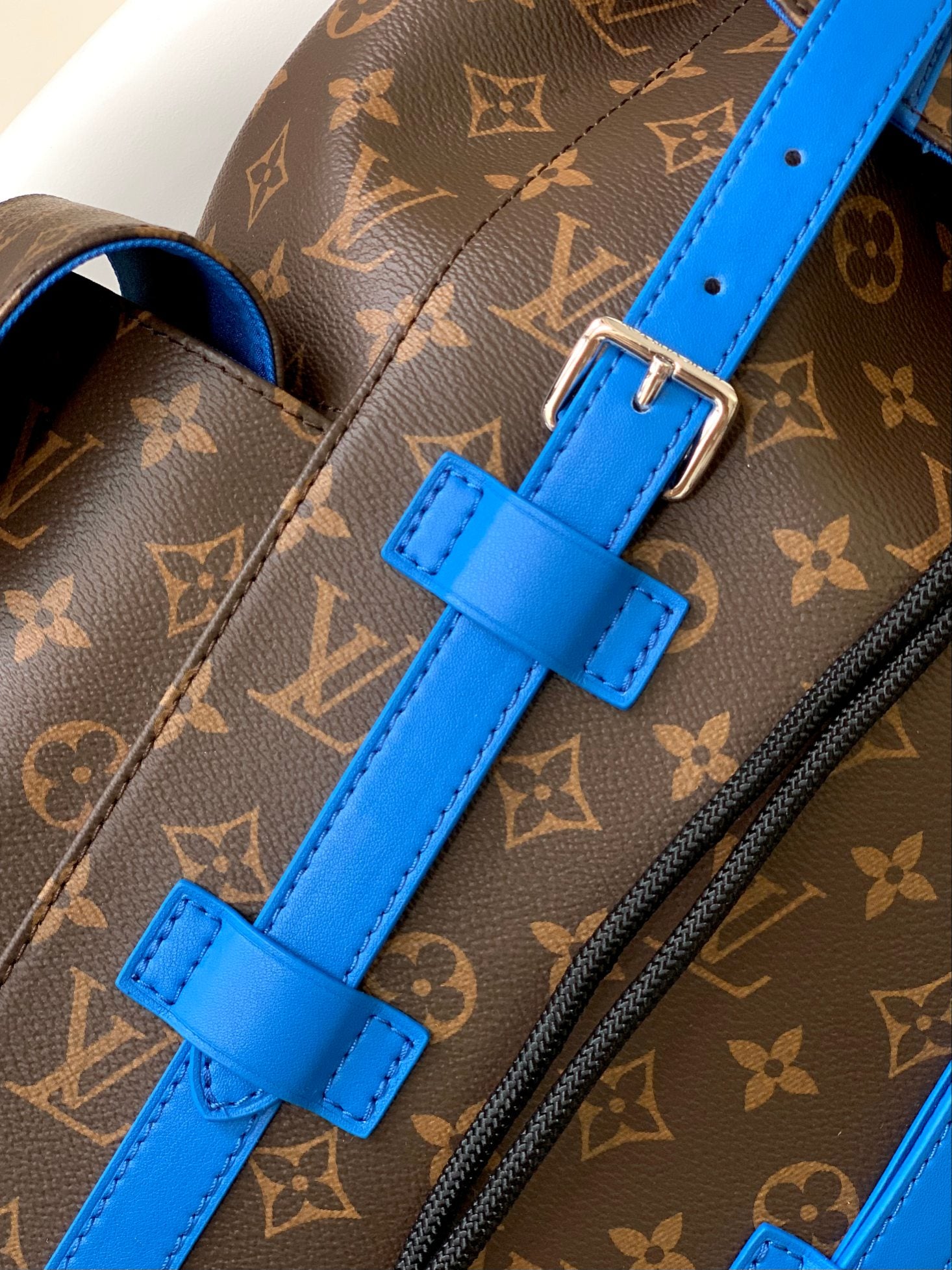 Louis Vuitton Christopher PM Backpack Monogram Canvas with Blue Leather Trim