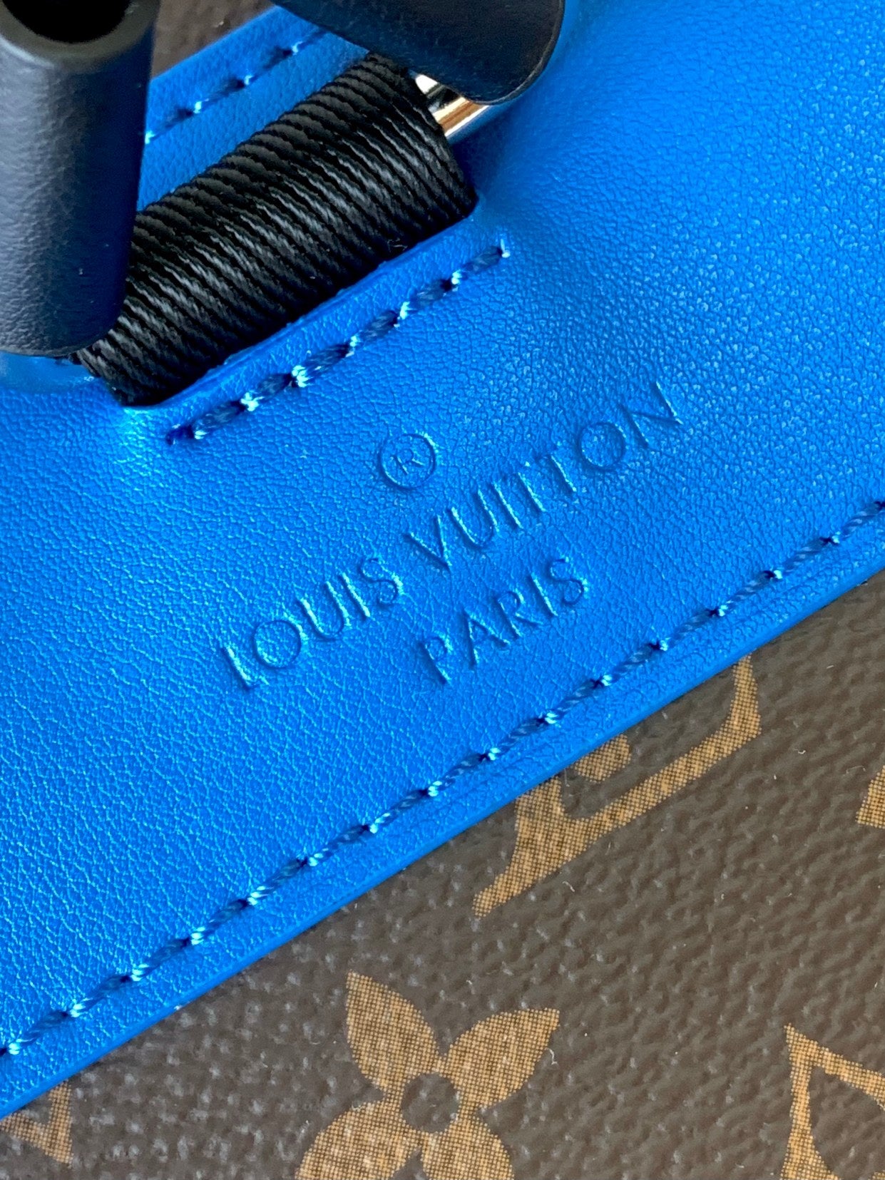 Louis Vuitton Christopher PM Backpack Monogram Canvas with Blue Leather Trim