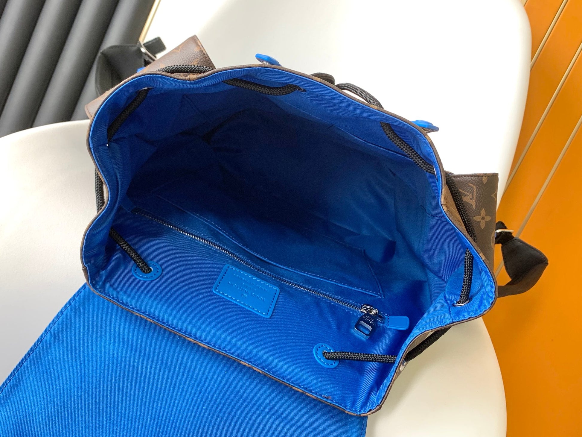 Louis Vuitton Christopher PM Backpack Monogram Canvas with Blue Leather Trim