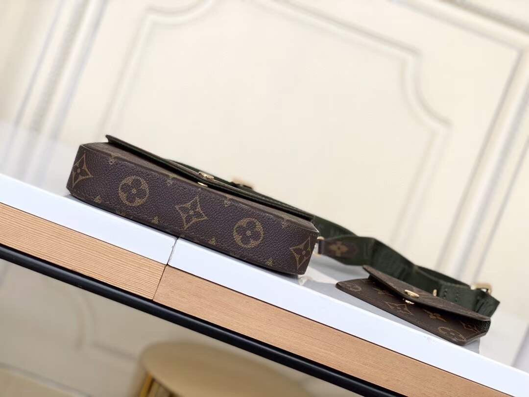 Louis Vuitton Monogram Félicie Strap & Go Crossbody Bag with Khaki Green Strap