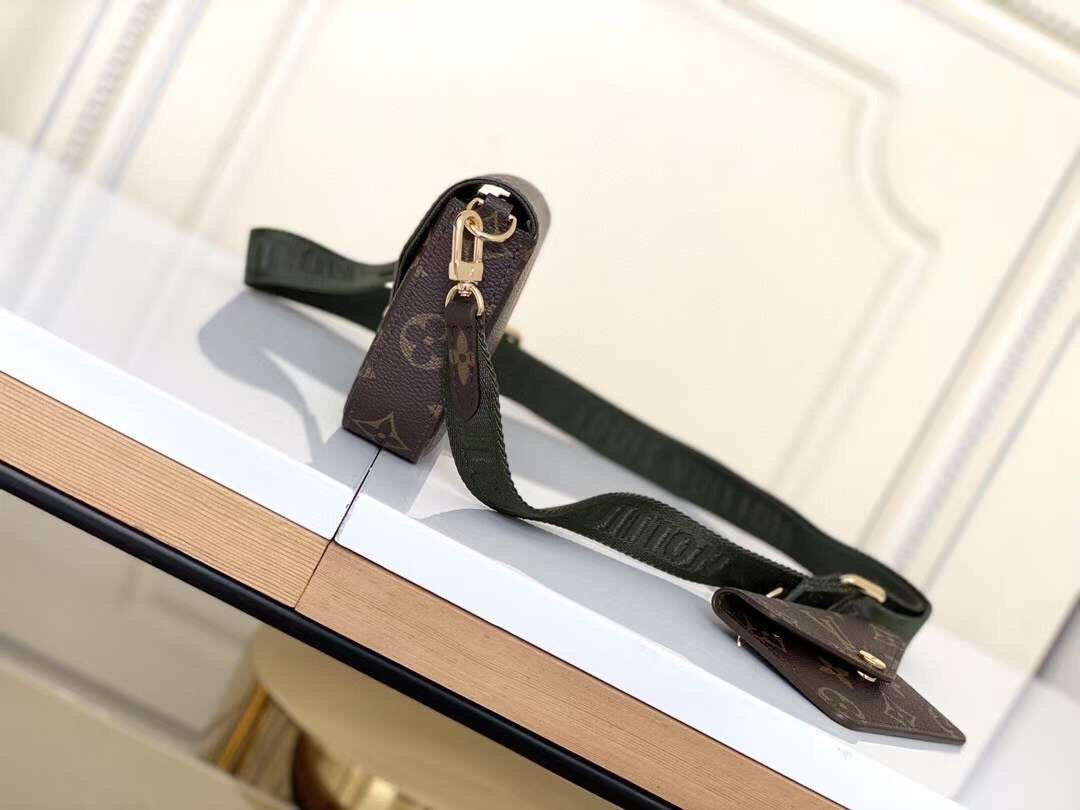 Louis Vuitton Monogram Félicie Strap & Go Crossbody Bag with Khaki Green Strap