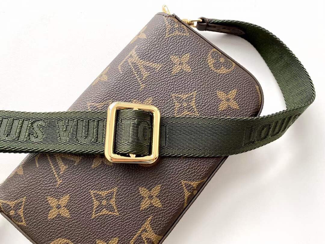 Louis Vuitton Monogram Félicie Strap & Go Crossbody Bag with Khaki Green Strap
