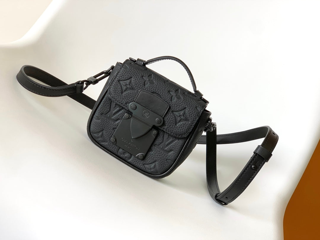 Louis Vuitton S-Lock Messenger Mini Monogram Taurillon Leather - Black