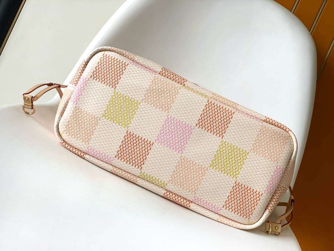 Louis Vuitton Neverfull MM Damier Azur Pastel Checkerboard Tote Bag