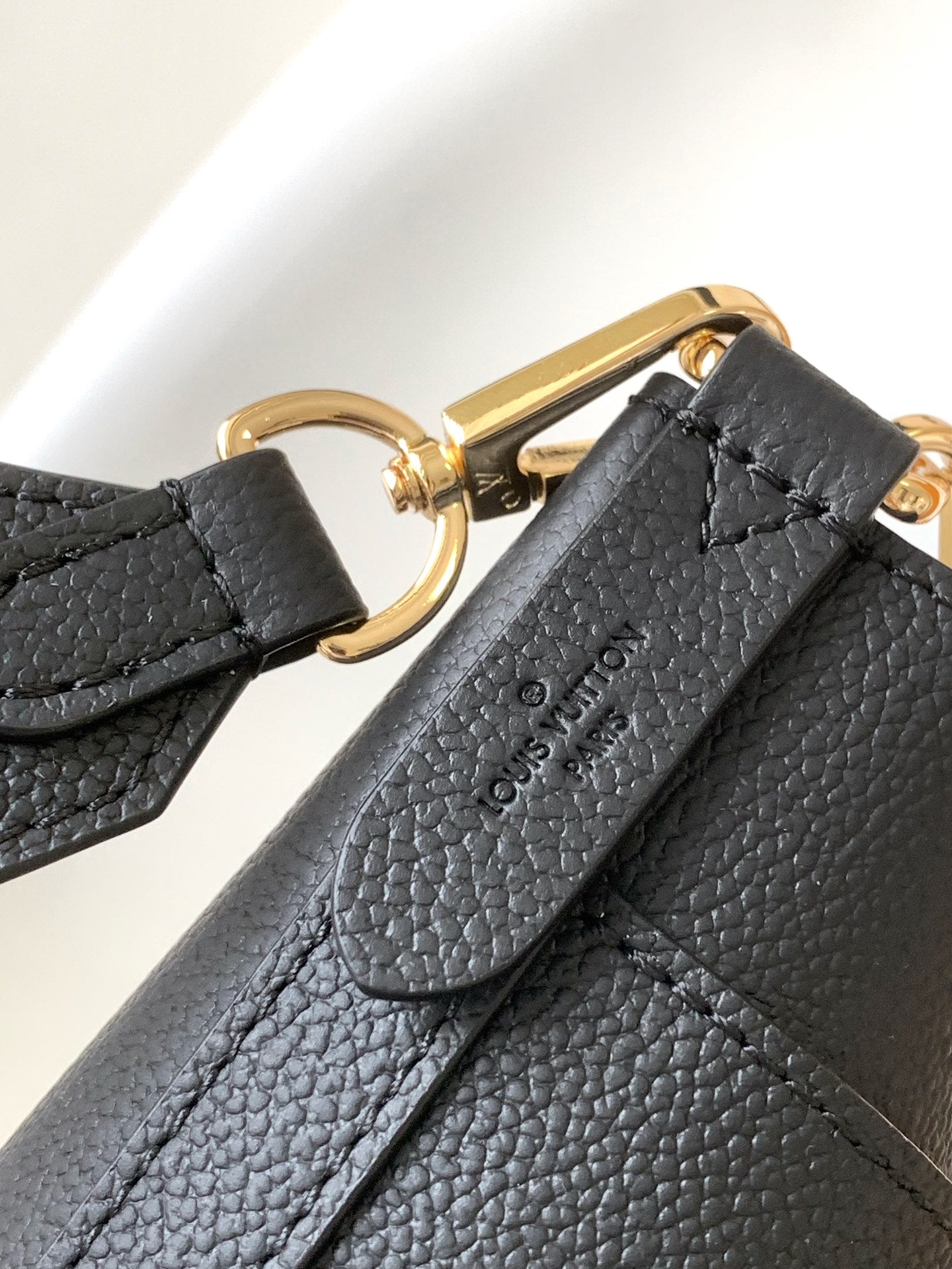 Louis Vuitton Lockme Bucket Bag Black Grained Calfskin Leather