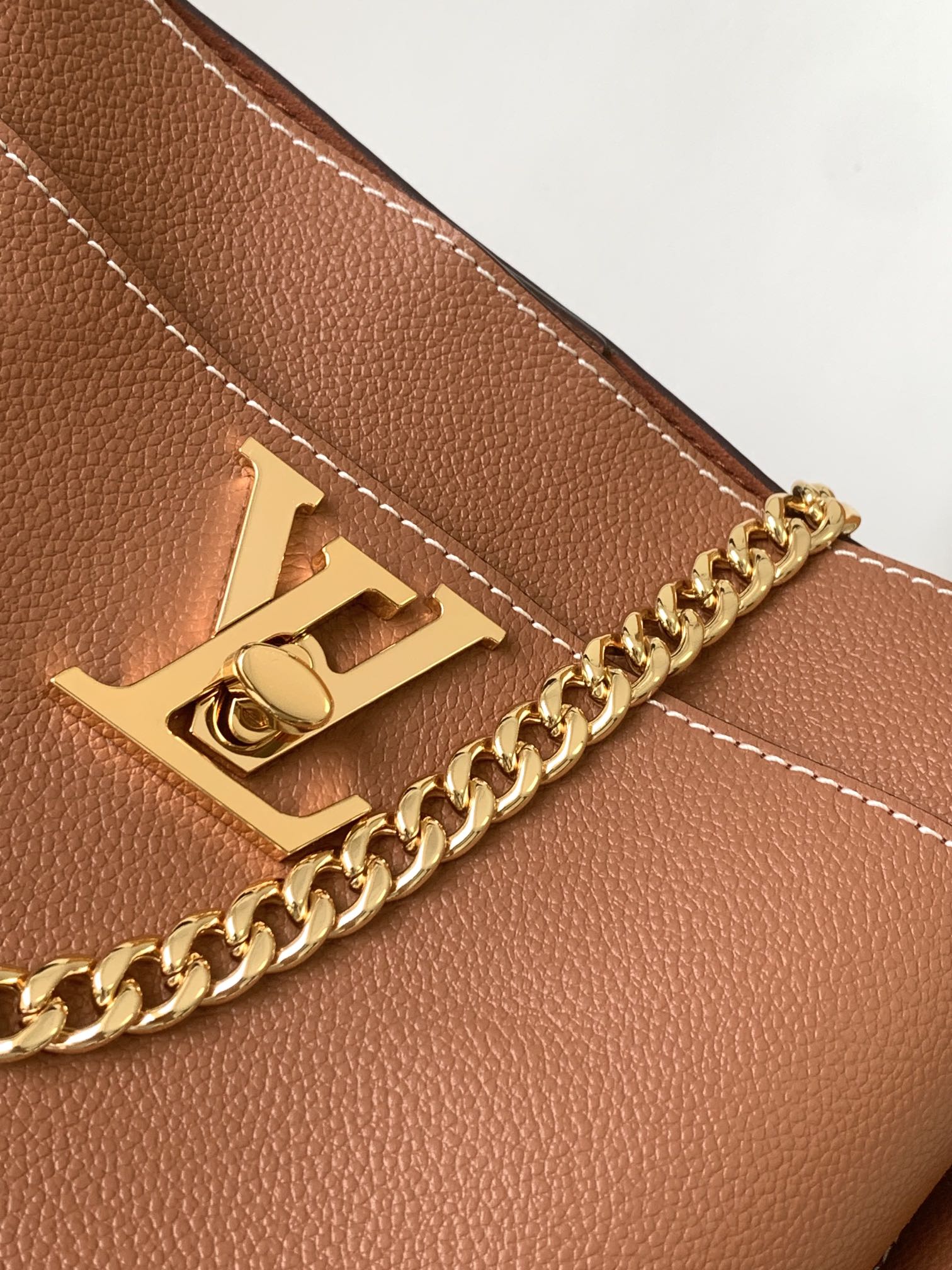 Louis Vuitton Lockme Bucket Bag - Brown Grained Leather with Gold-Tone Hardware
