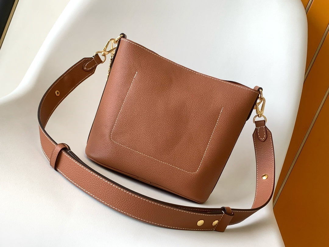 Louis Vuitton Lockme Bucket Bag - Brown Grained Leather with Gold-Tone Hardware