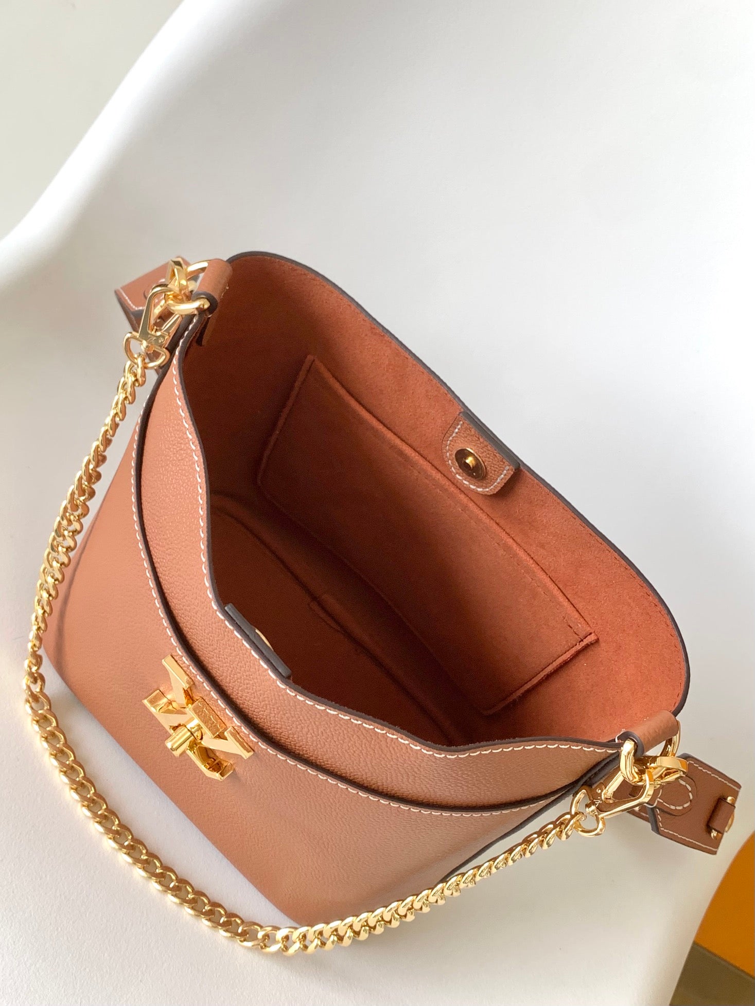 Louis Vuitton Lockme Bucket Bag - Brown Grained Leather with Gold-Tone Hardware