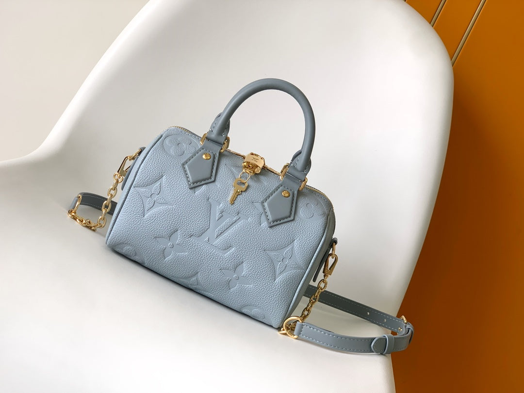 Louis Vuitton Monogram Empreinte Speedy Bandoulière 20 Handbag - Light Blue