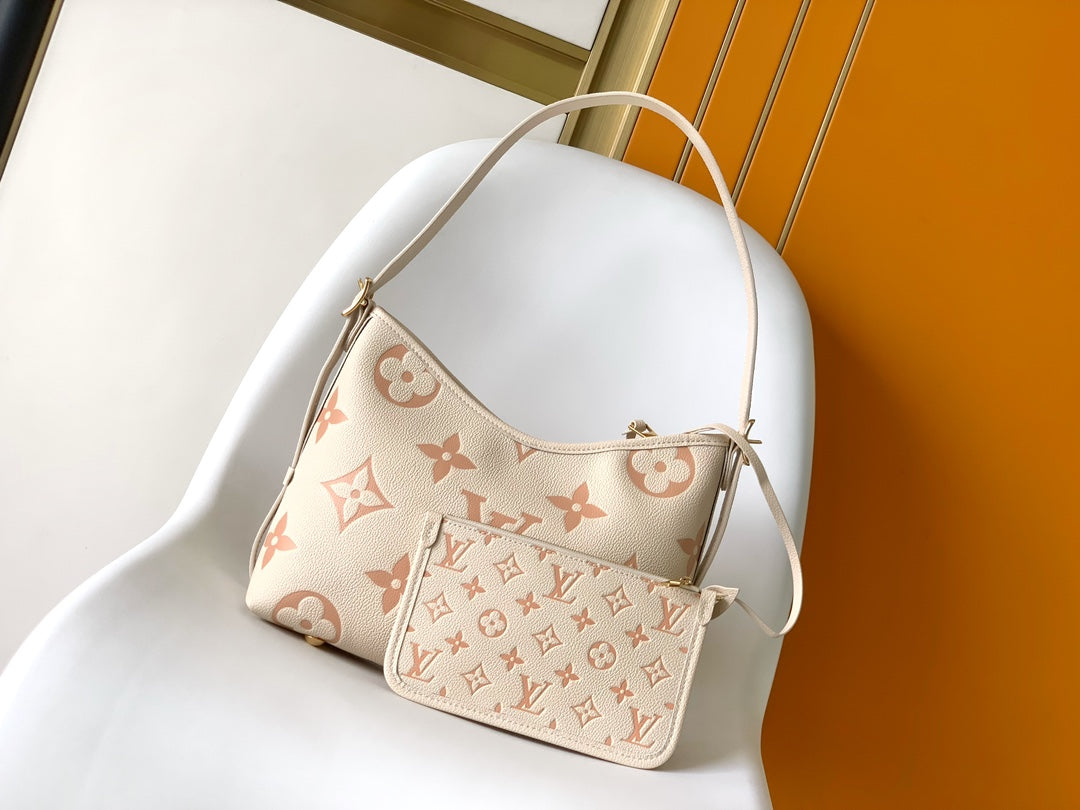 Louis Vuitton Boulogne Monogram Empreinte Leather Shoulder Bag - Cream and Rose