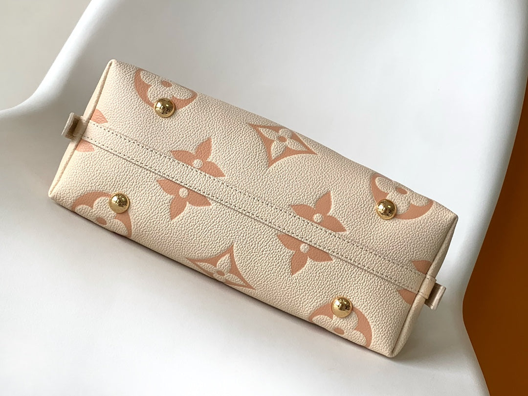 Louis Vuitton Boulogne Monogram Empreinte Leather Shoulder Bag - Cream and Rose