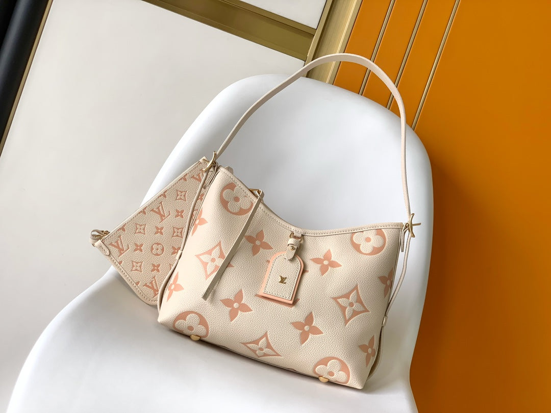 Louis Vuitton Boulogne Monogram Empreinte Leather Shoulder Bag - Cream and Rose