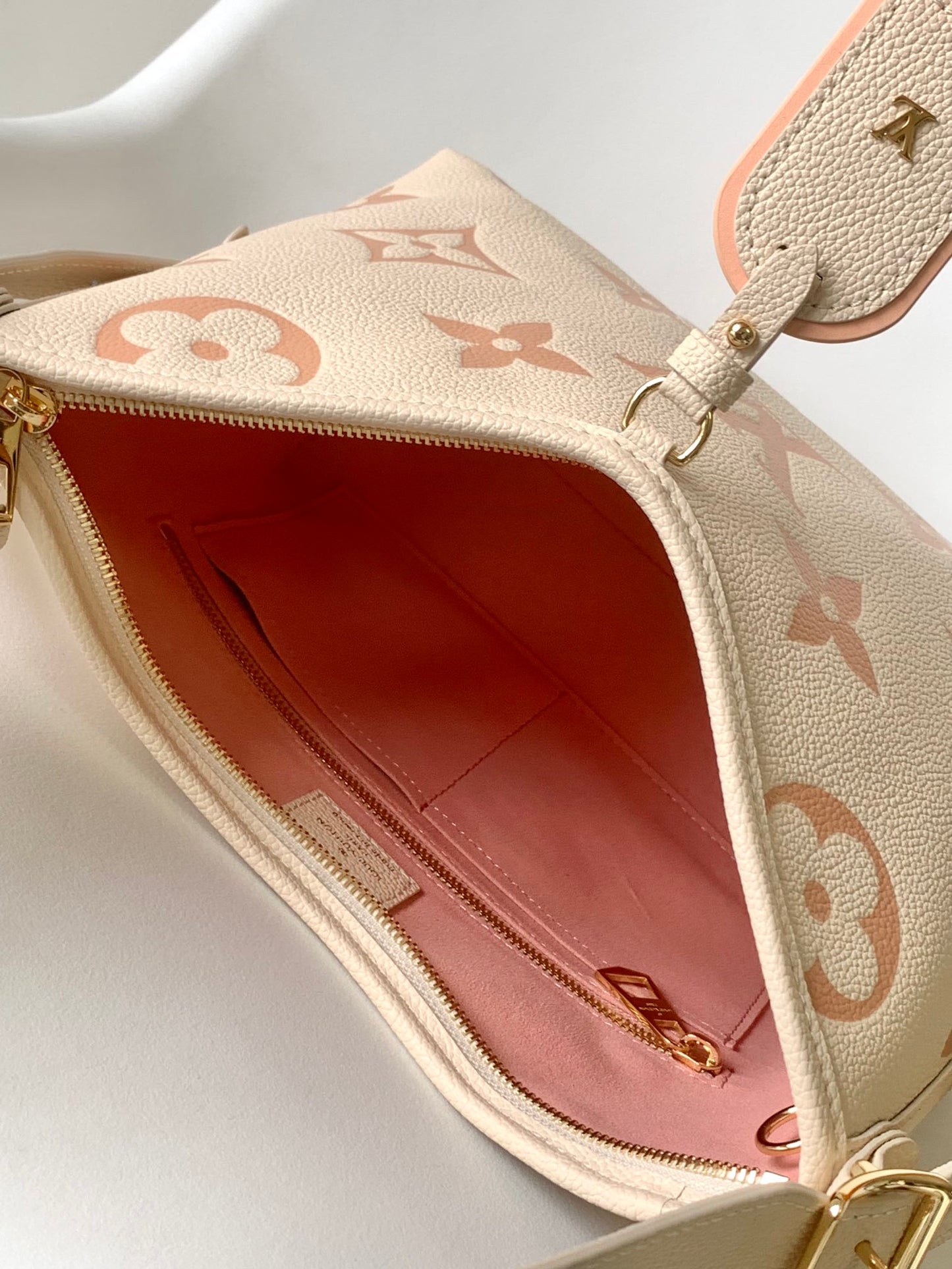 Louis Vuitton Boulogne Monogram Empreinte Leather Shoulder Bag - Cream and Rose