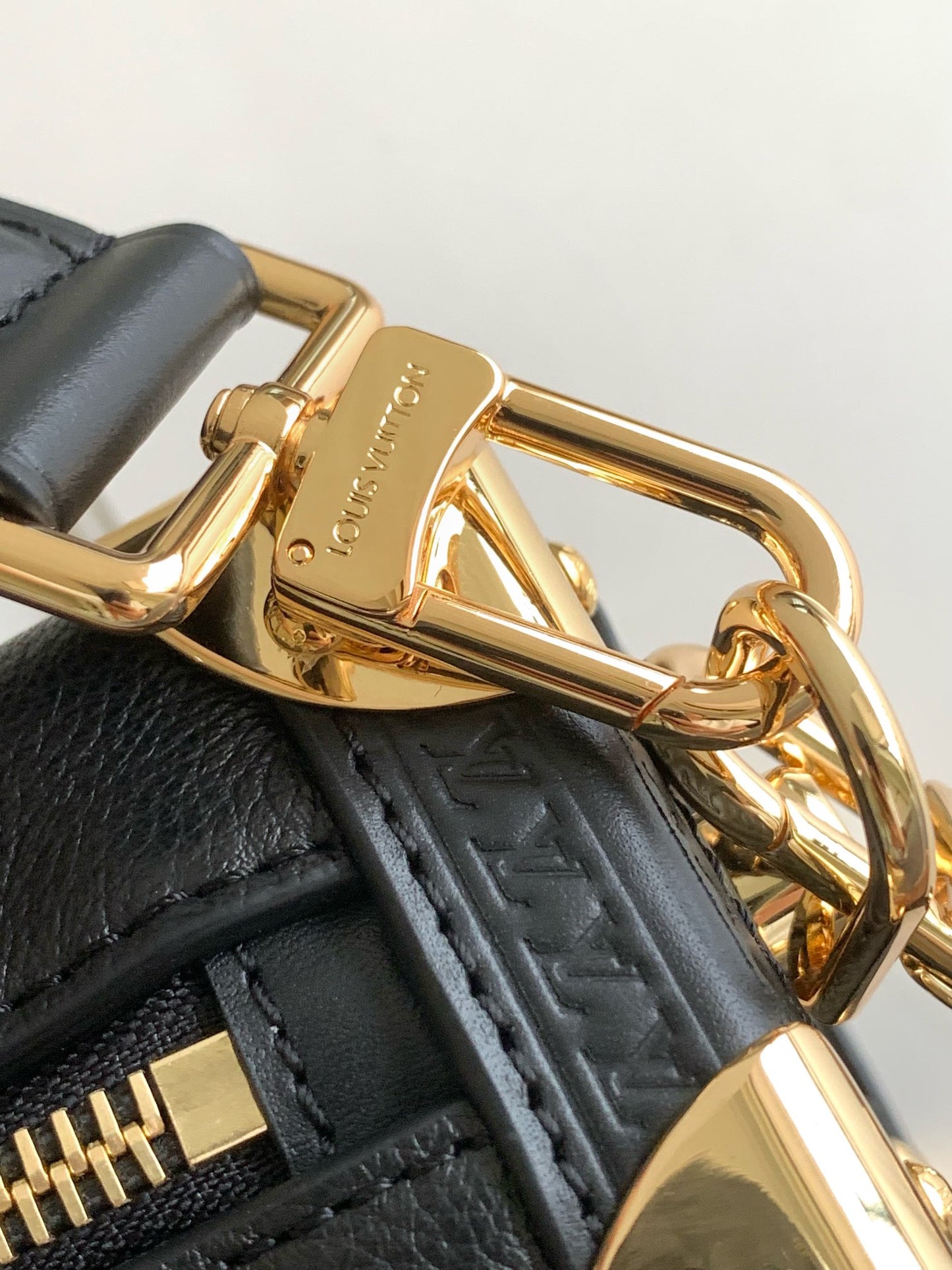 Louis Vuitton Side Trunk MM Handbag - Black Grained Leather with Gold-Tone Hardware