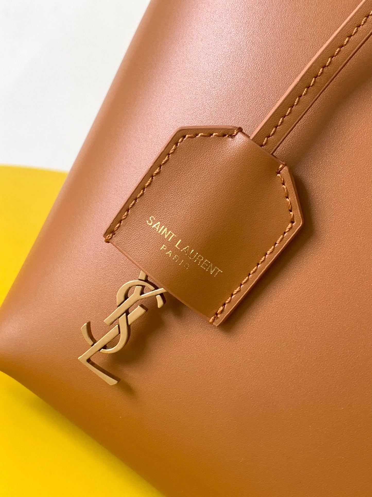 Saint Laurent Toy North/South Leather Shopping Tote - Tan