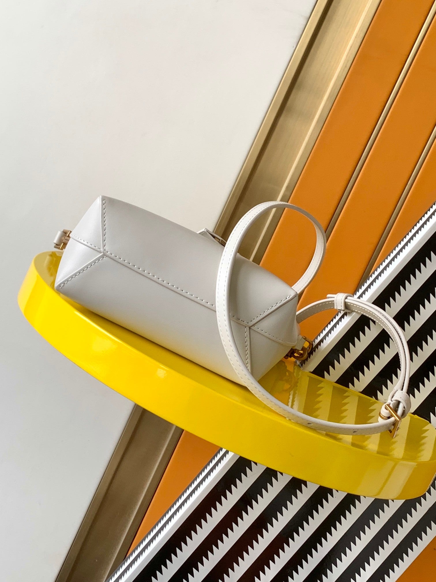 Saint Laurent Toy North/South Shopping Bag in White Leather
