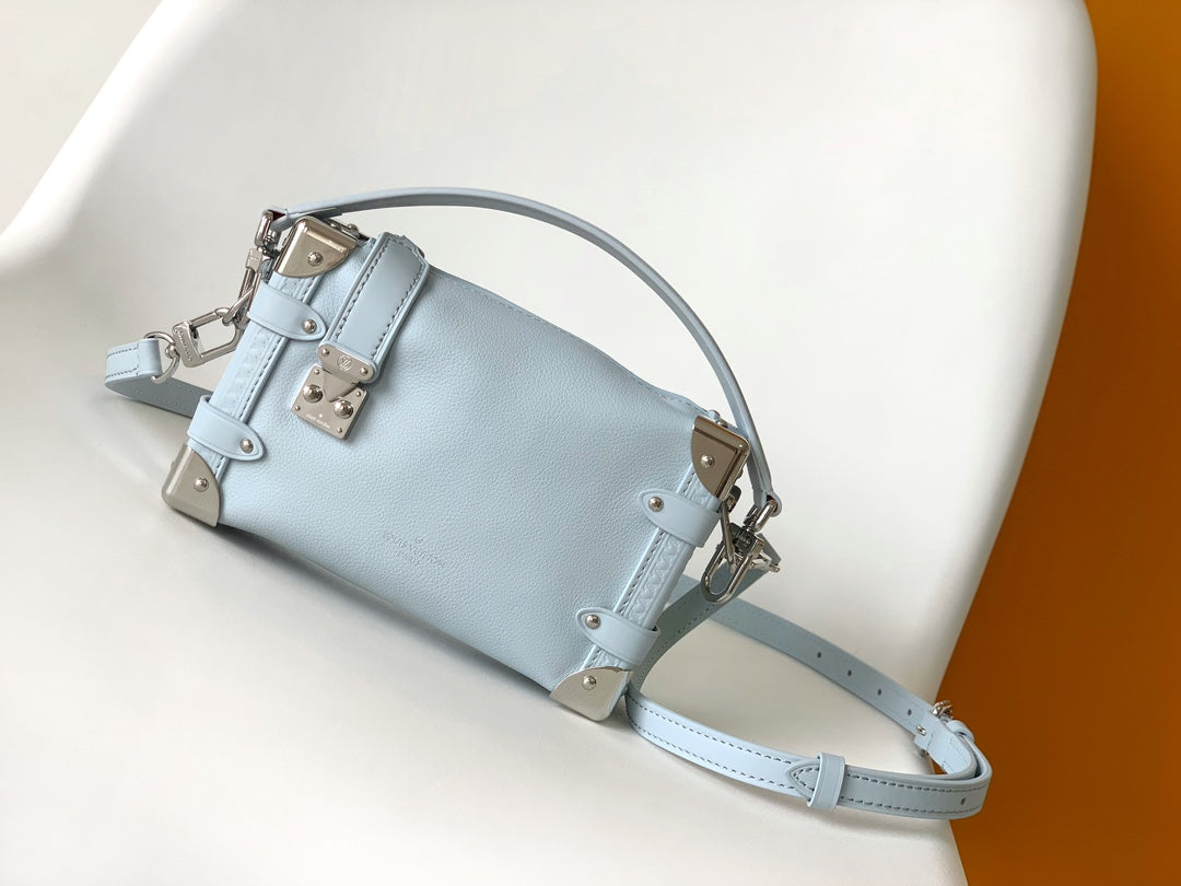 MCM Mode Travia Mini Trunk Leather Shoulder Bag - Light Blue