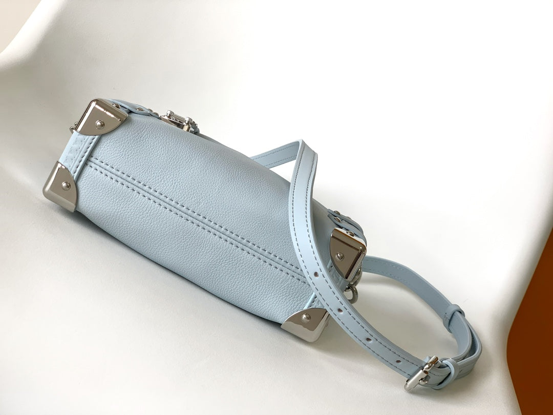 MCM Mode Travia Mini Trunk Leather Shoulder Bag - Light Blue