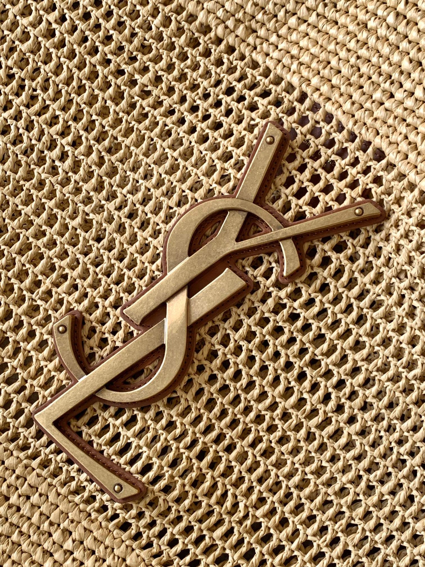 Saint Laurent YSL Raffia Small Panier Tote Bag - Natural Straw