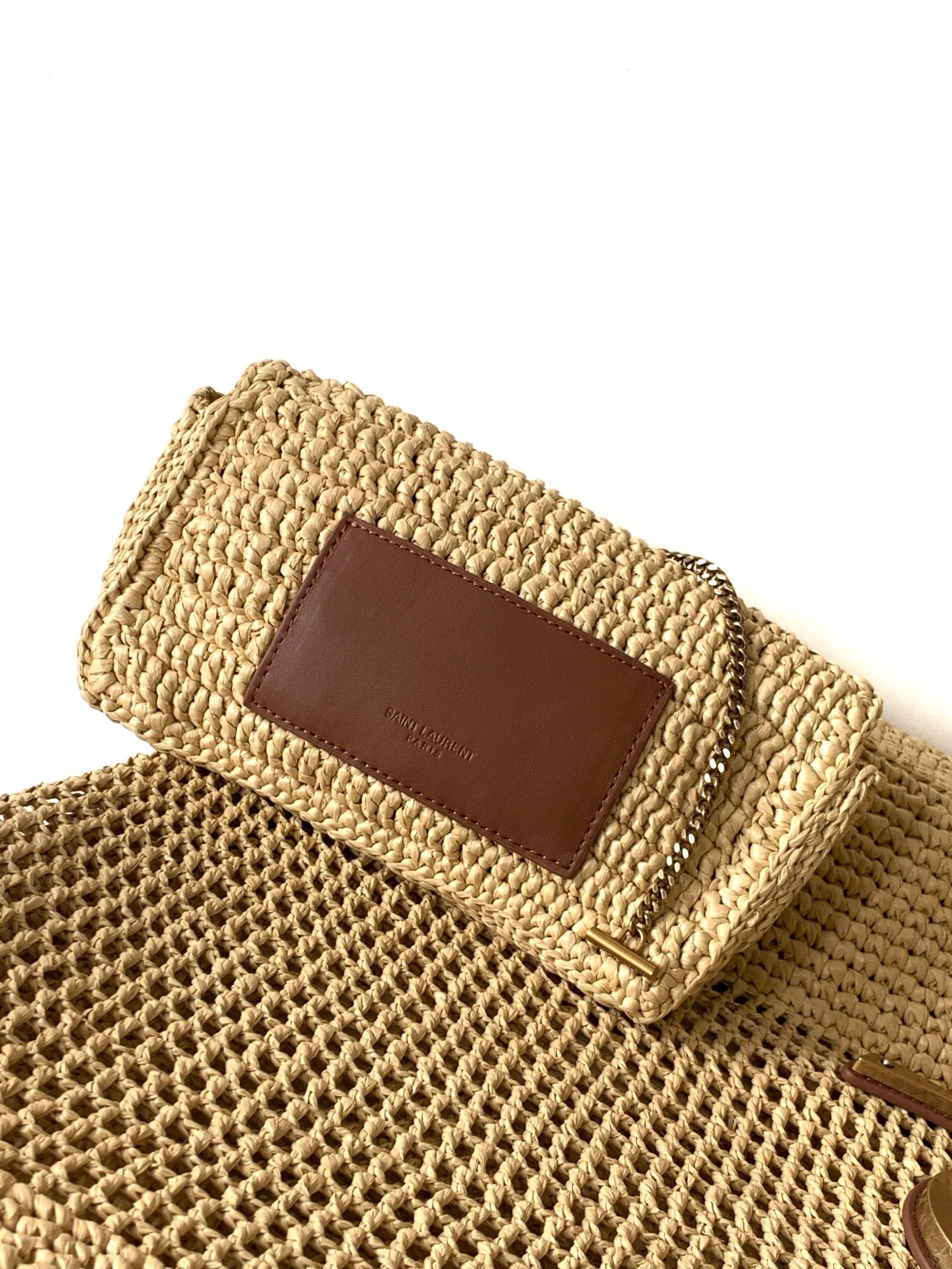 Saint Laurent YSL Raffia Small Panier Tote Bag - Natural Straw