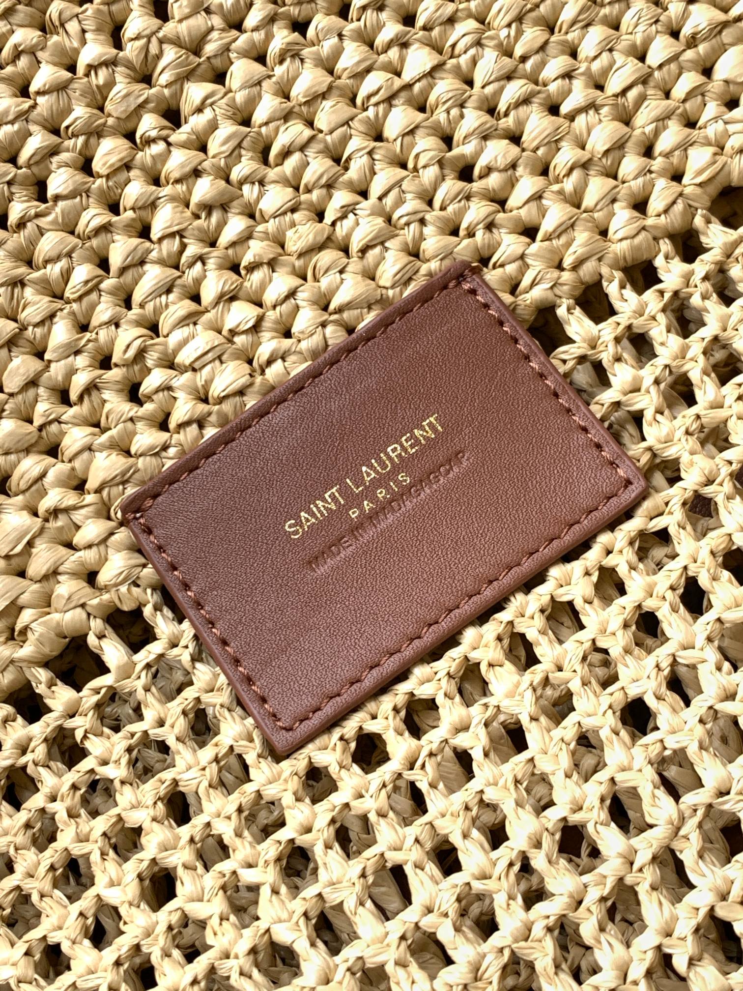 Saint Laurent YSL Raffia Small Panier Tote Bag - Natural Straw
