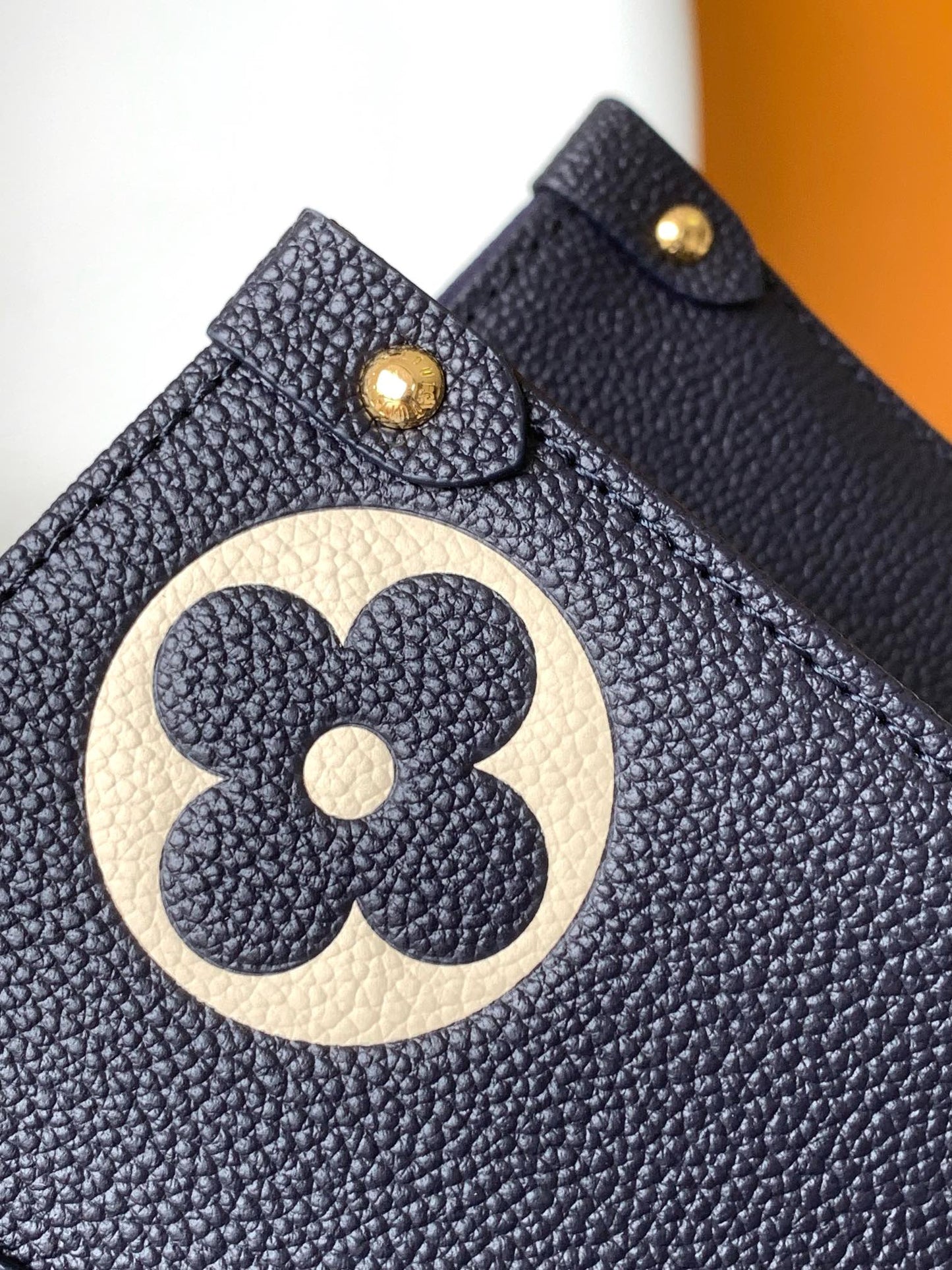Louis Vuitton OnTheGo MM Monogram Empreinte Navy Blue Leather Tote Bag