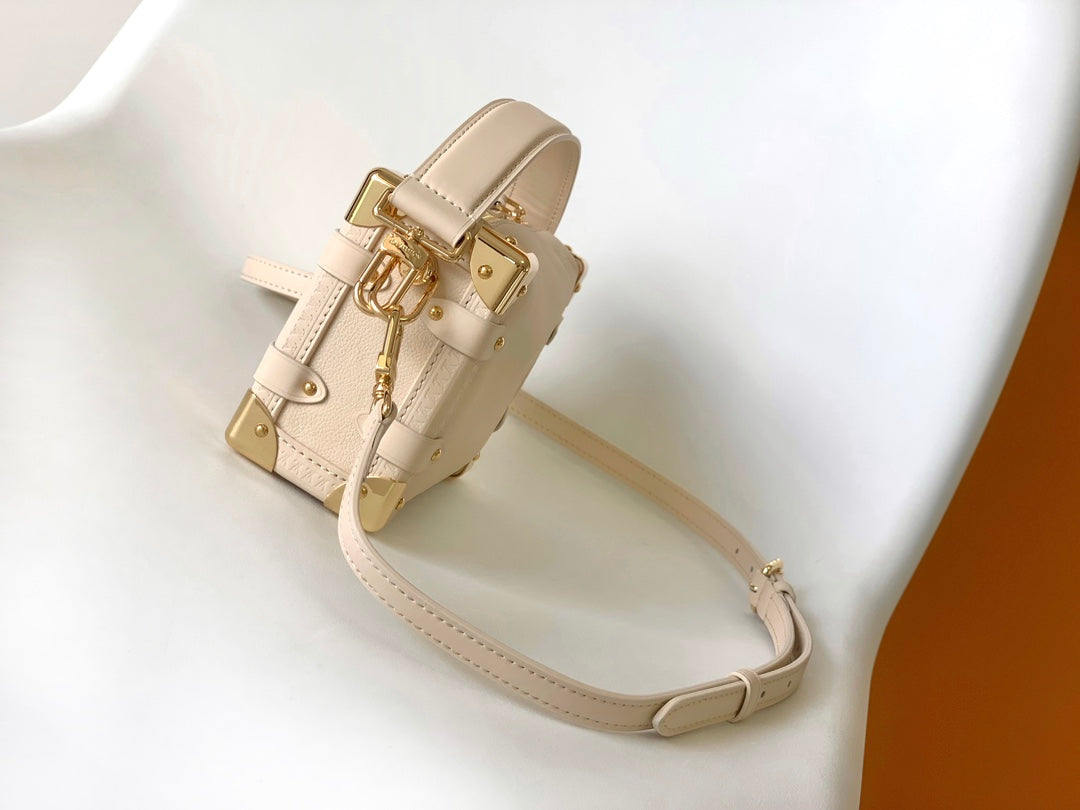 Louis Vuitton Side Trunk MM Monogram Empreinte Leather Handbag - Cream