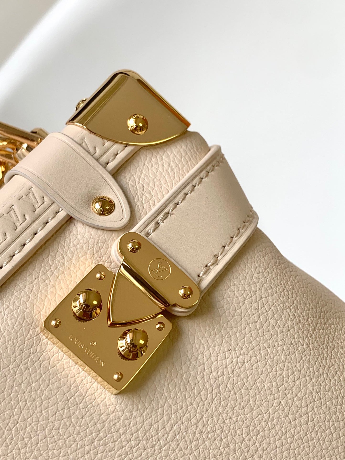 Louis Vuitton Side Trunk MM Monogram Empreinte Leather Handbag - Cream