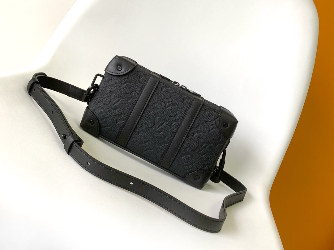 Black Monogram Leather Soft Trunk Crossbody Bag