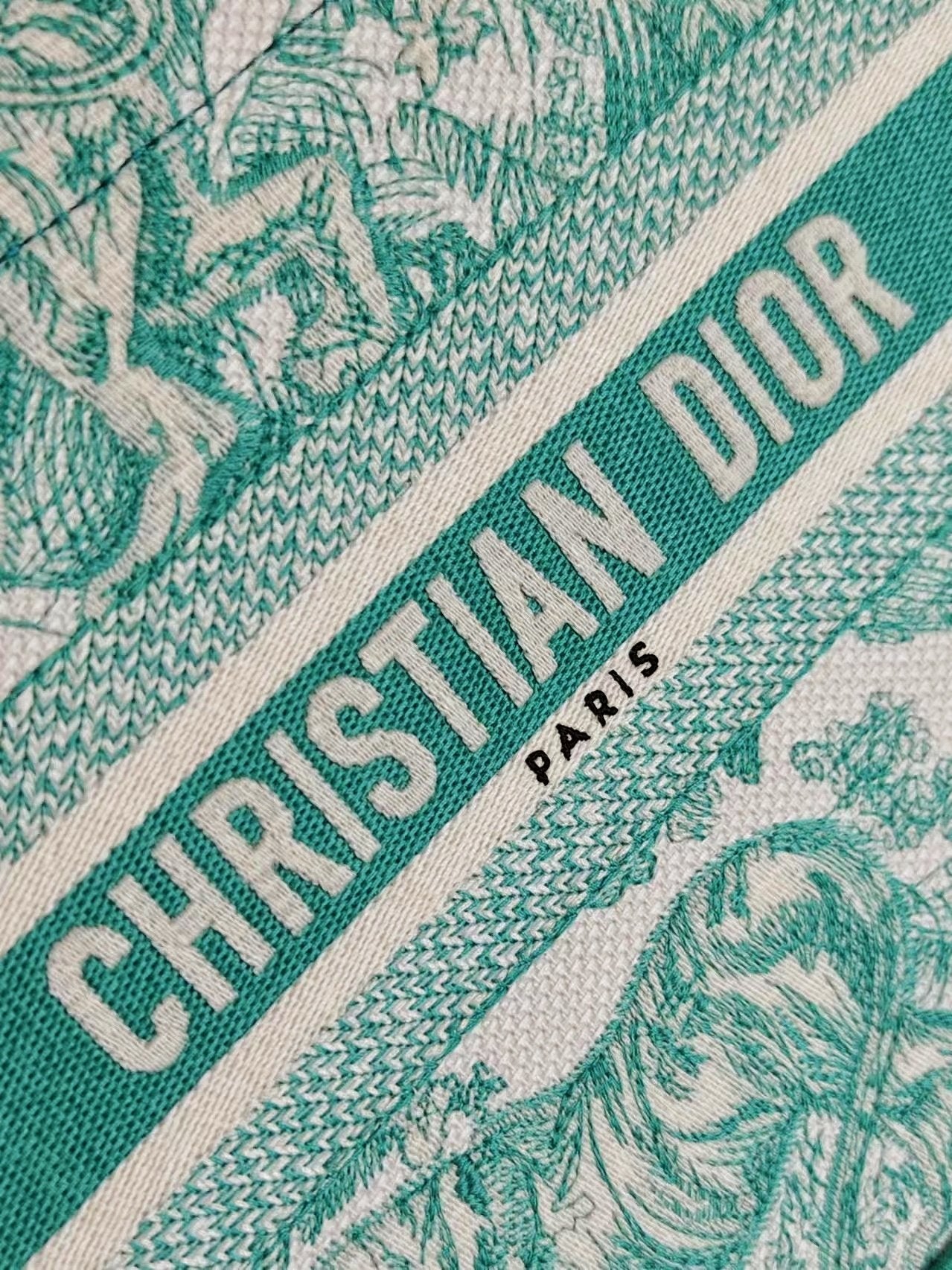 Christian Dior Mini Book Tote Bag Green Toile de Jouy Sauvage Embroidery