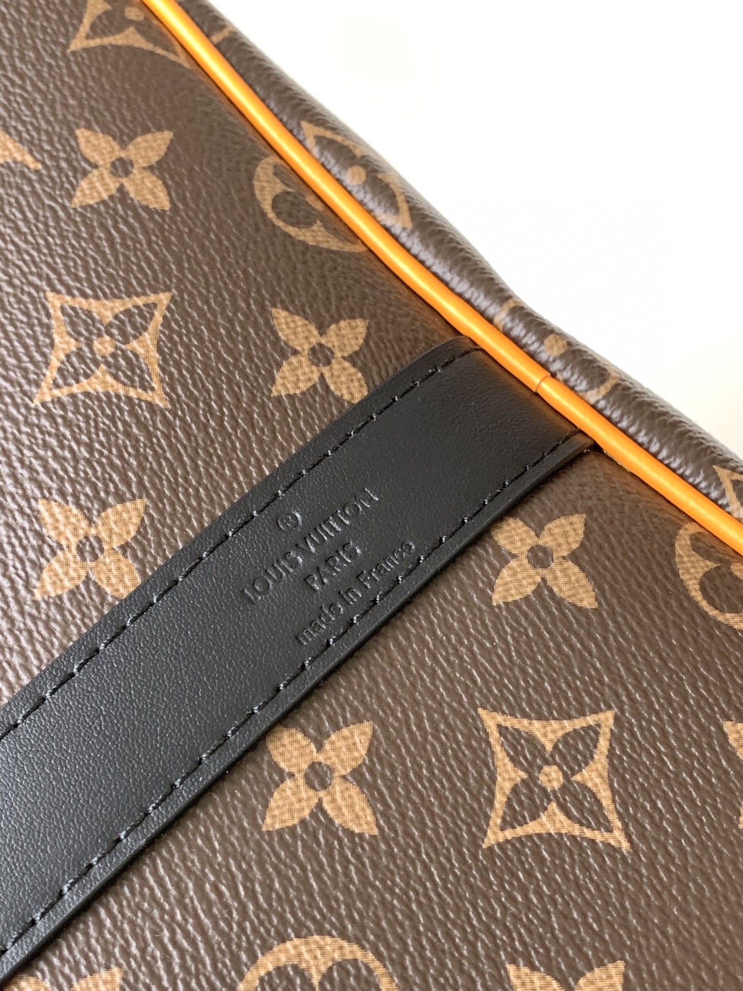 Louis Vuitton Keepall Bandoulière Monogram Canvas with Orange Trim Travel Bag