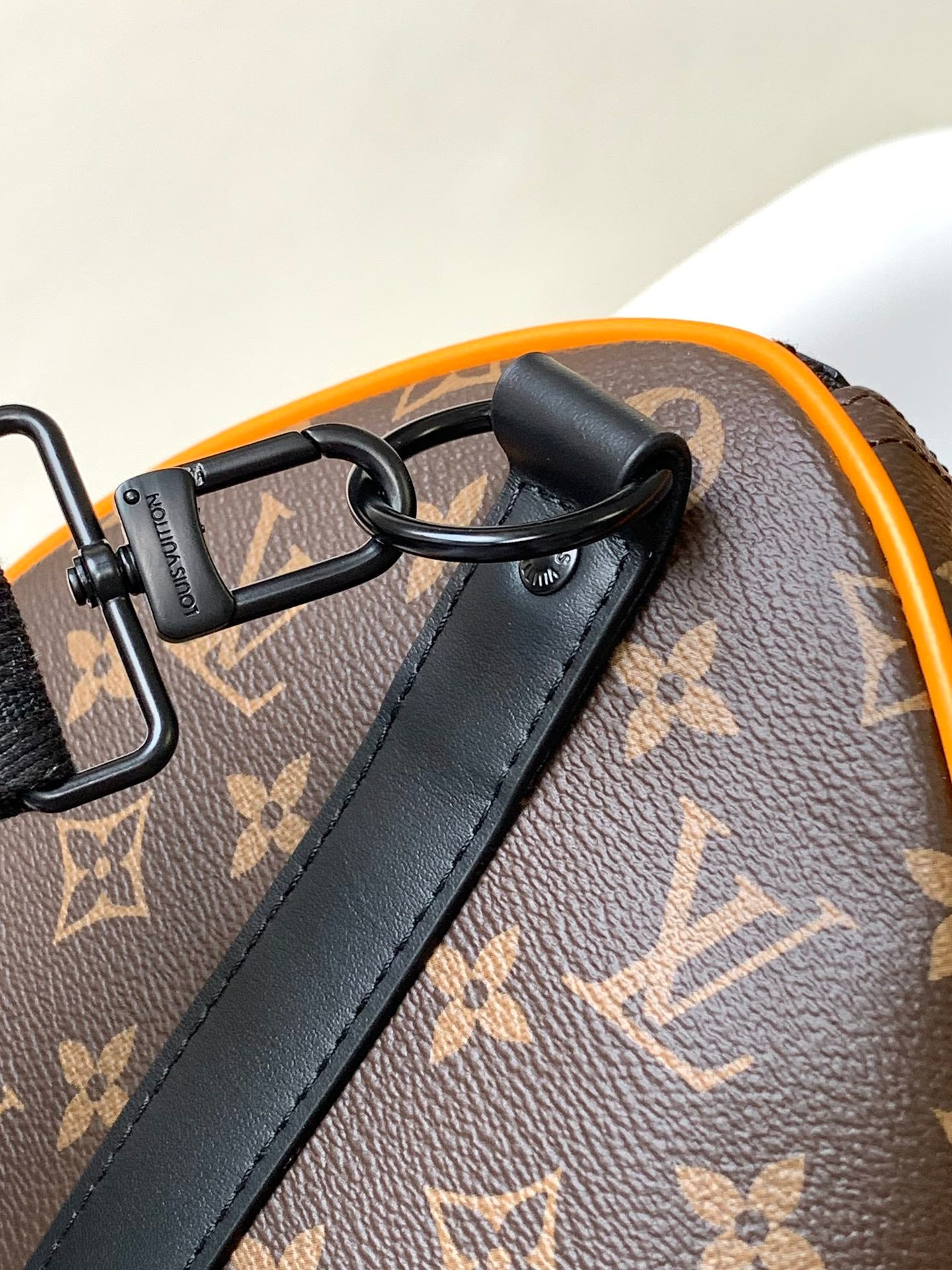 Louis Vuitton Keepall Bandoulière 50 Monogram Macassar with Orange Trim
