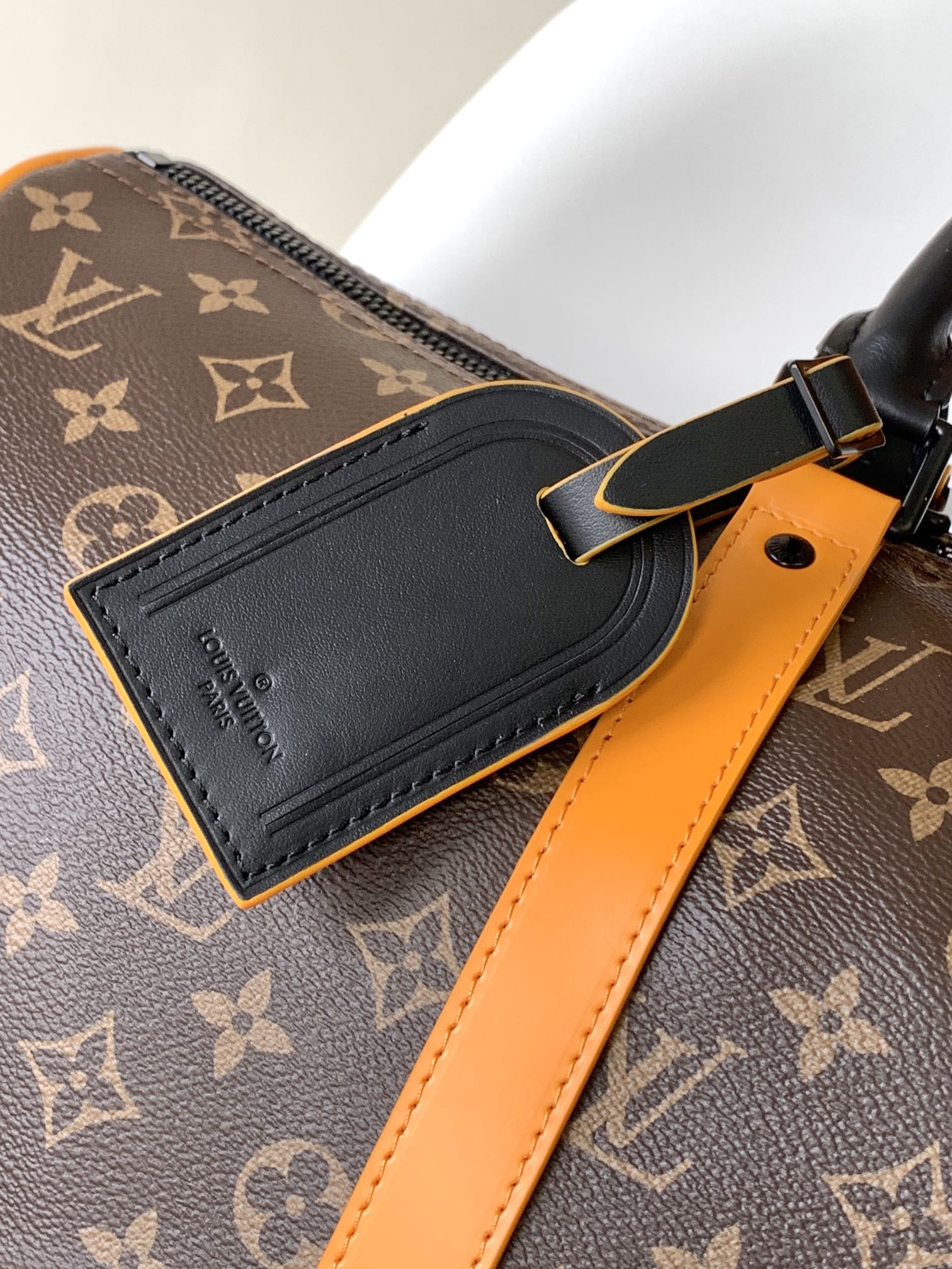 Louis Vuitton Keepall Bandoulière 50 Monogram Macassar with Orange Trim